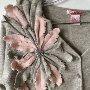 Lu Lu Lamé Anthropologie 100% Cashmere Sweater size Large